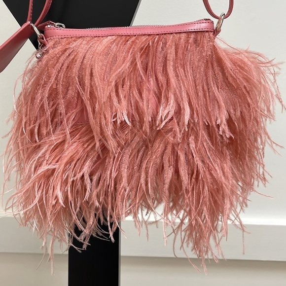 MARQUES ALMEIDA Pink Ostrich Feather and Leather purse bag NEW - Picture 6 of 12